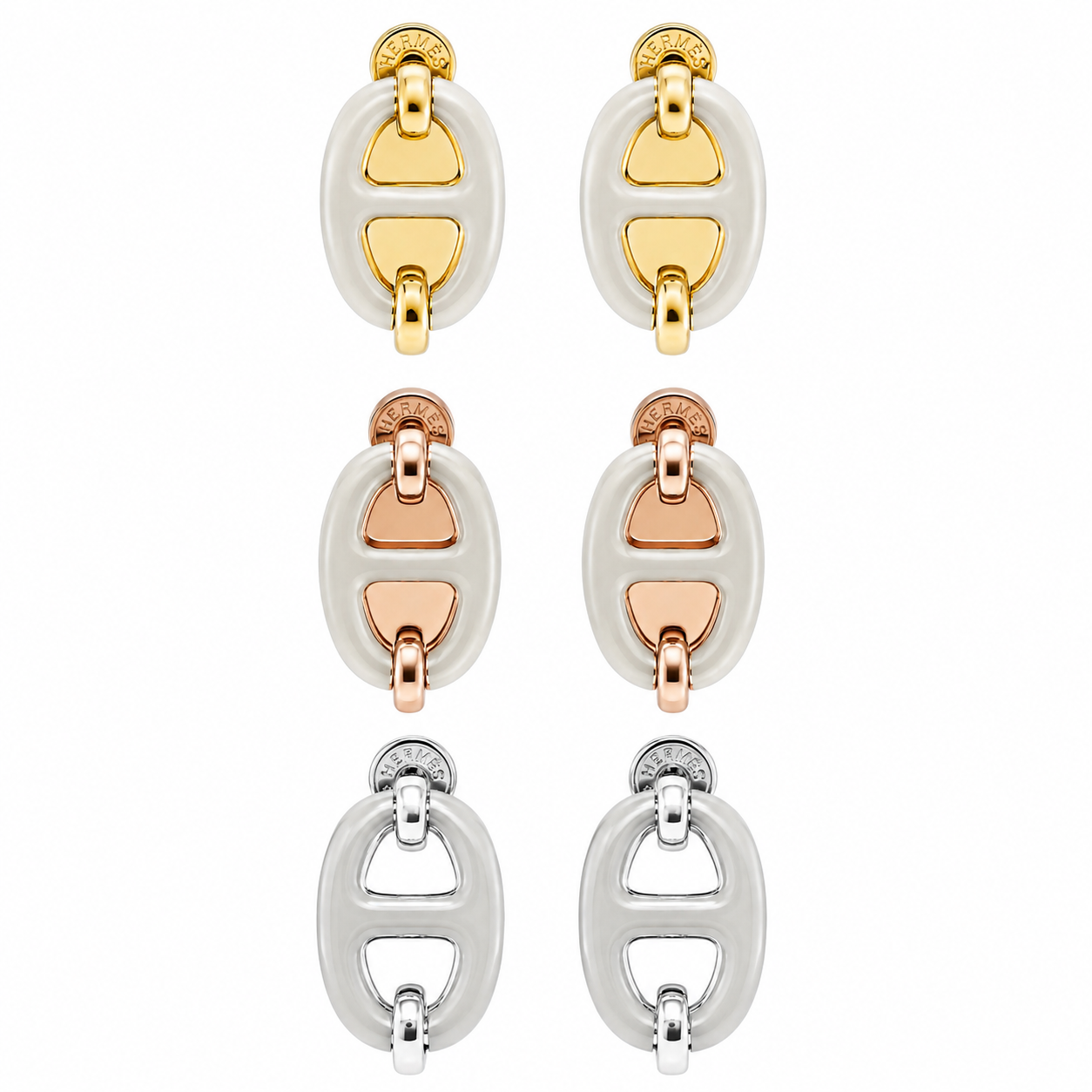 Hermès Enamel Oval Earrings(With Box & Proper Packaging)
