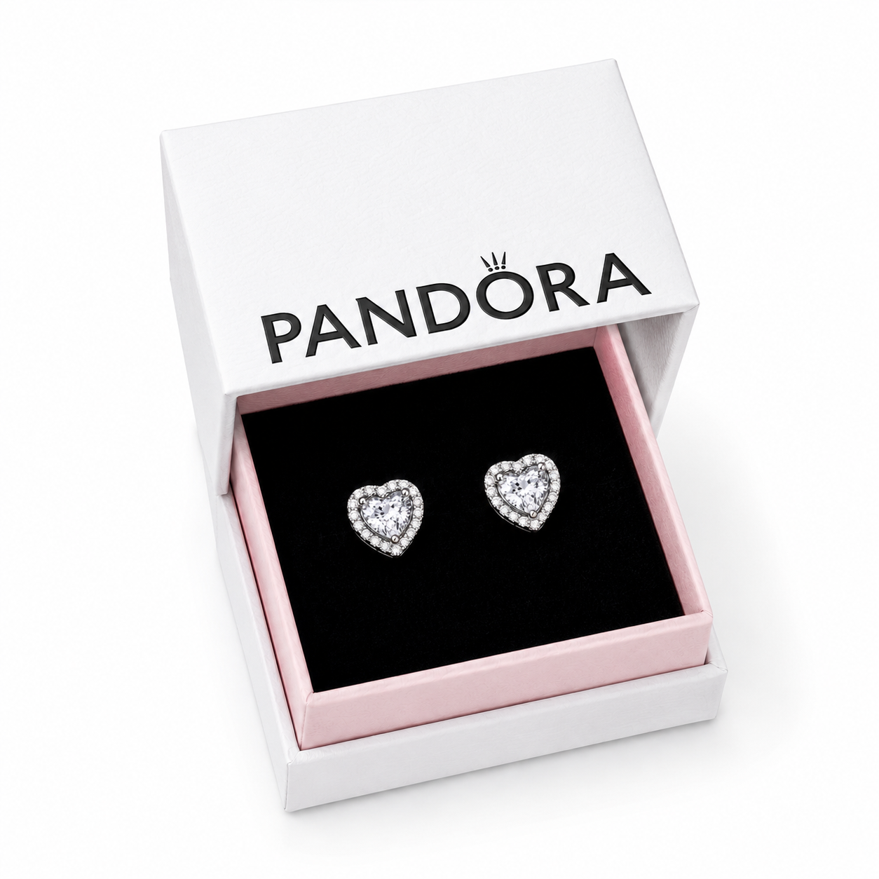 Pandora Sparkling Heart Halo Stud Earrings(With Box & proper packaging)