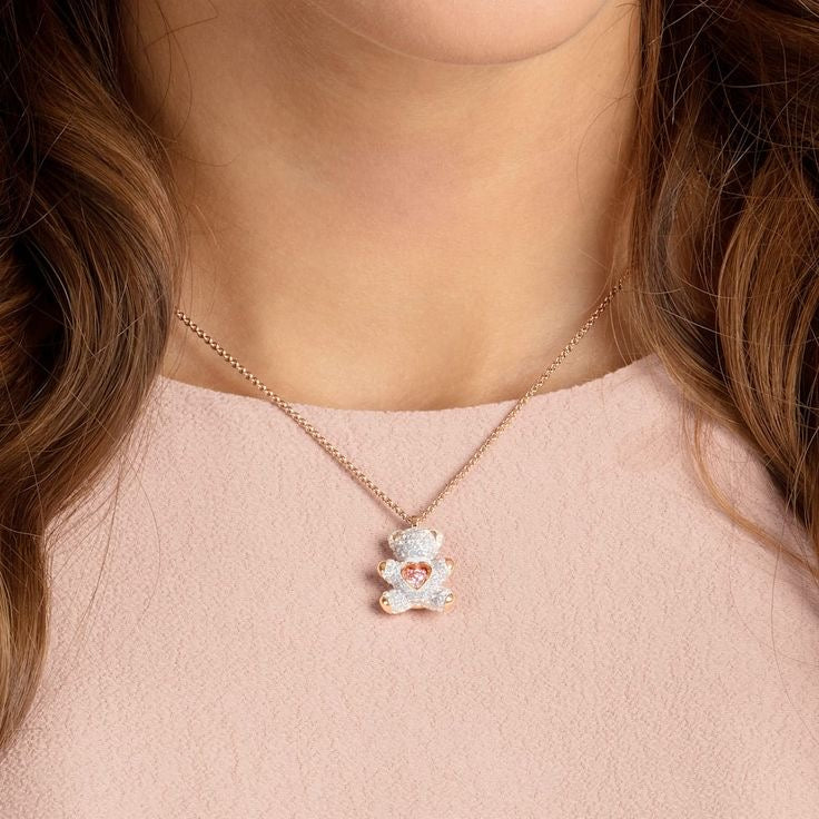 Swarovski White Teddy Bear Necklace(With Box & Proper Packaging)