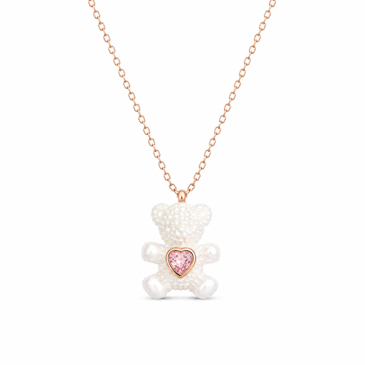Swarovski White Teddy Bear Necklace(With Box & Proper Packaging)