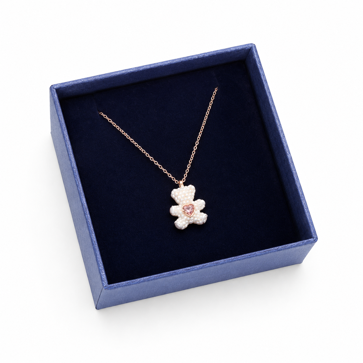 Swarovski White Teddy Bear Necklace(With Box & Proper Packaging)
