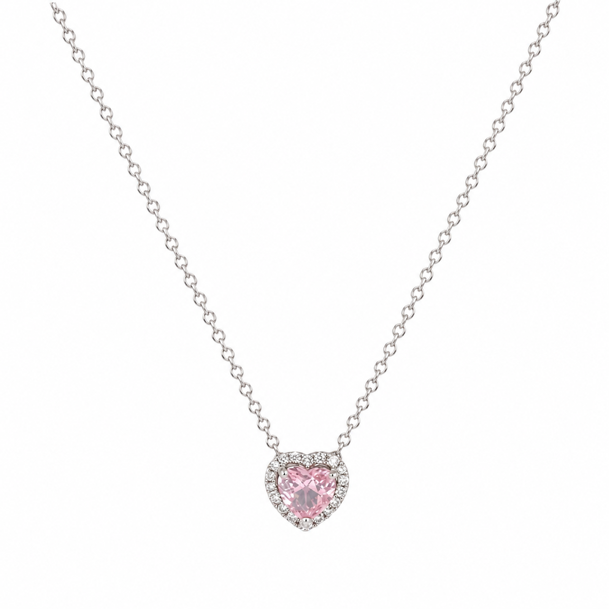Pandora-Pink Heart Halo Necklace(With Box & Proper Packaging)