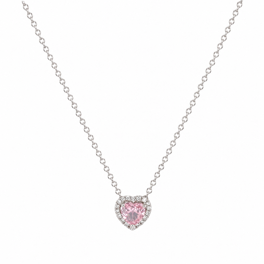 Pandora-Pink Heart Halo Necklace(With Box & Proper Packaging)