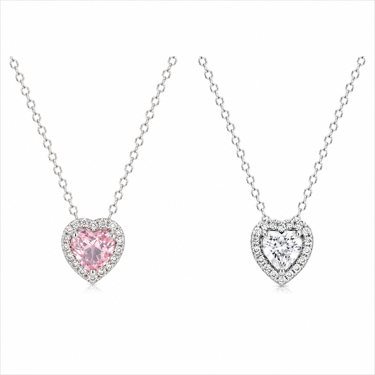Pandora-Pink Heart Halo Necklace(With Box & Proper Packaging)