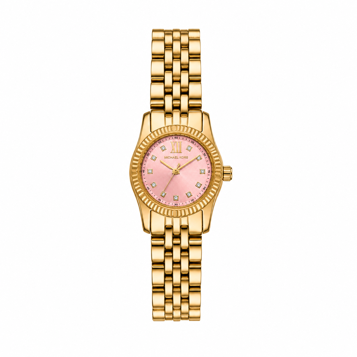 Michael Kors Petite Lexington Pink Dial Gold-Tone Women’s Watch(With Box & Proper Packaging)