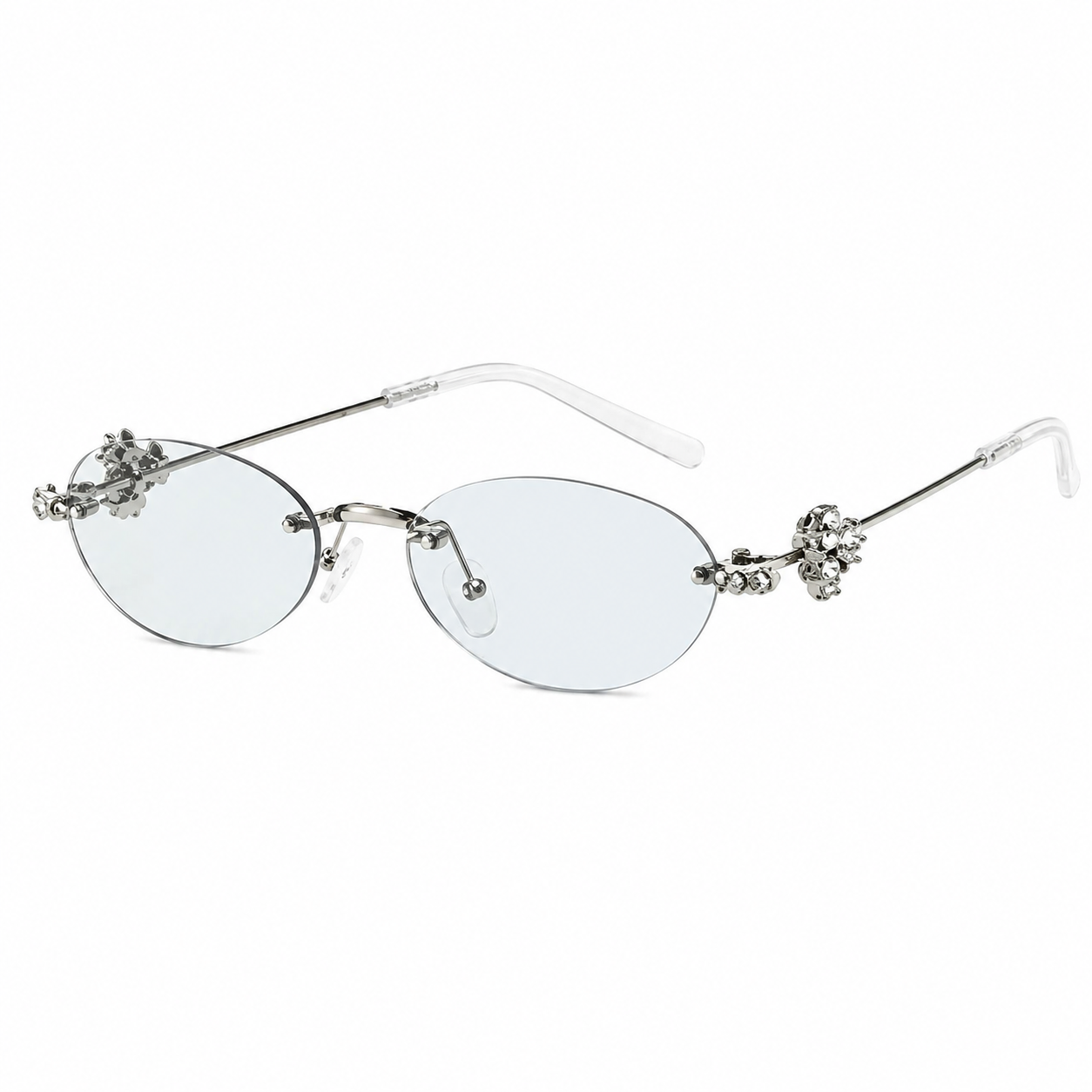 Gentle Monster Floral Rimless Oval Glasses – Gold/Silver