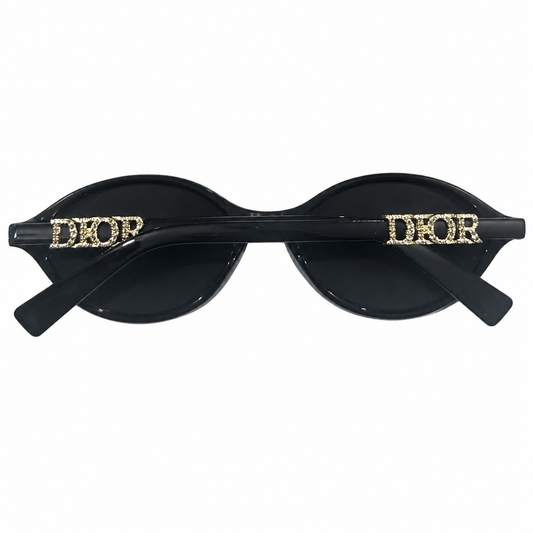Dior Crystal Logo Oval Sunglasses – Black