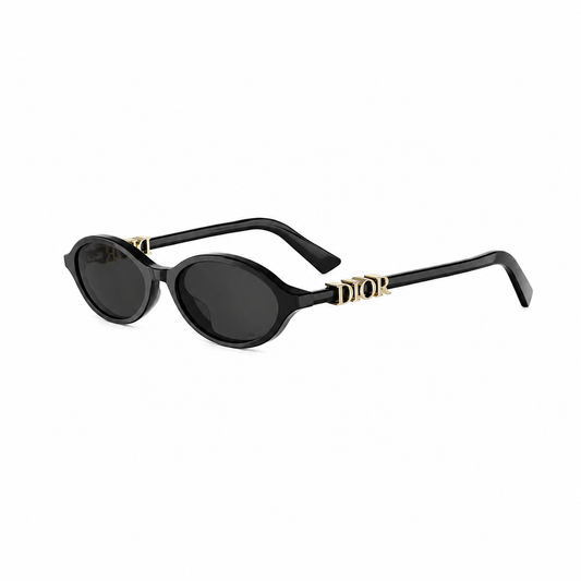 Dior Crystal Logo Oval Sunglasses – Black