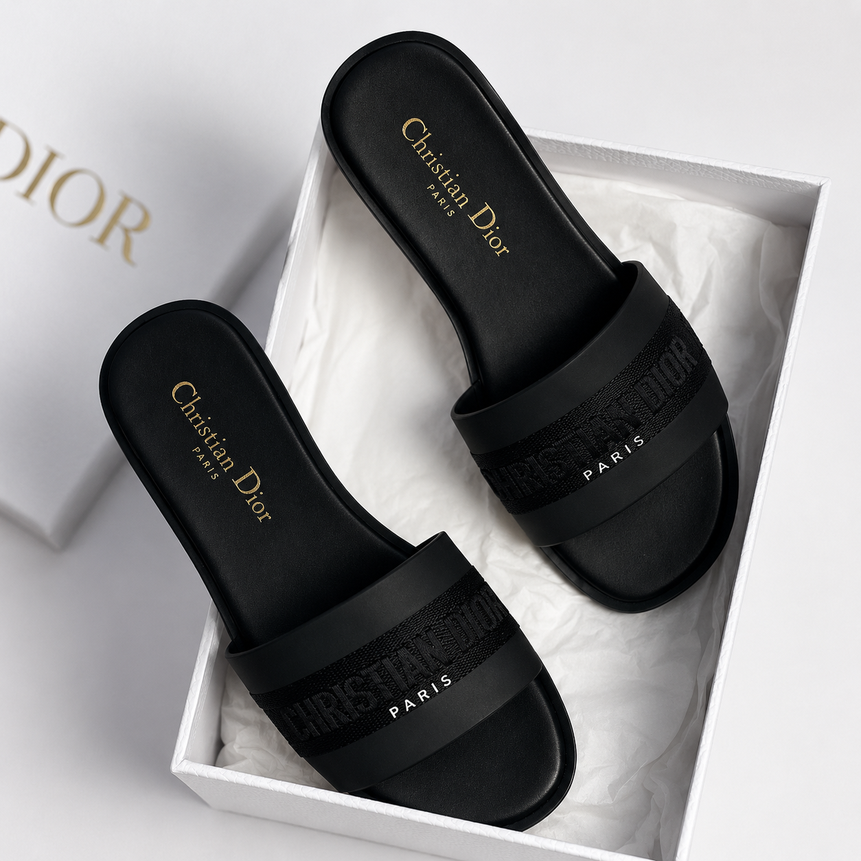Dior Dway Slide Sandal – Black(With Box & Proper Packaging)