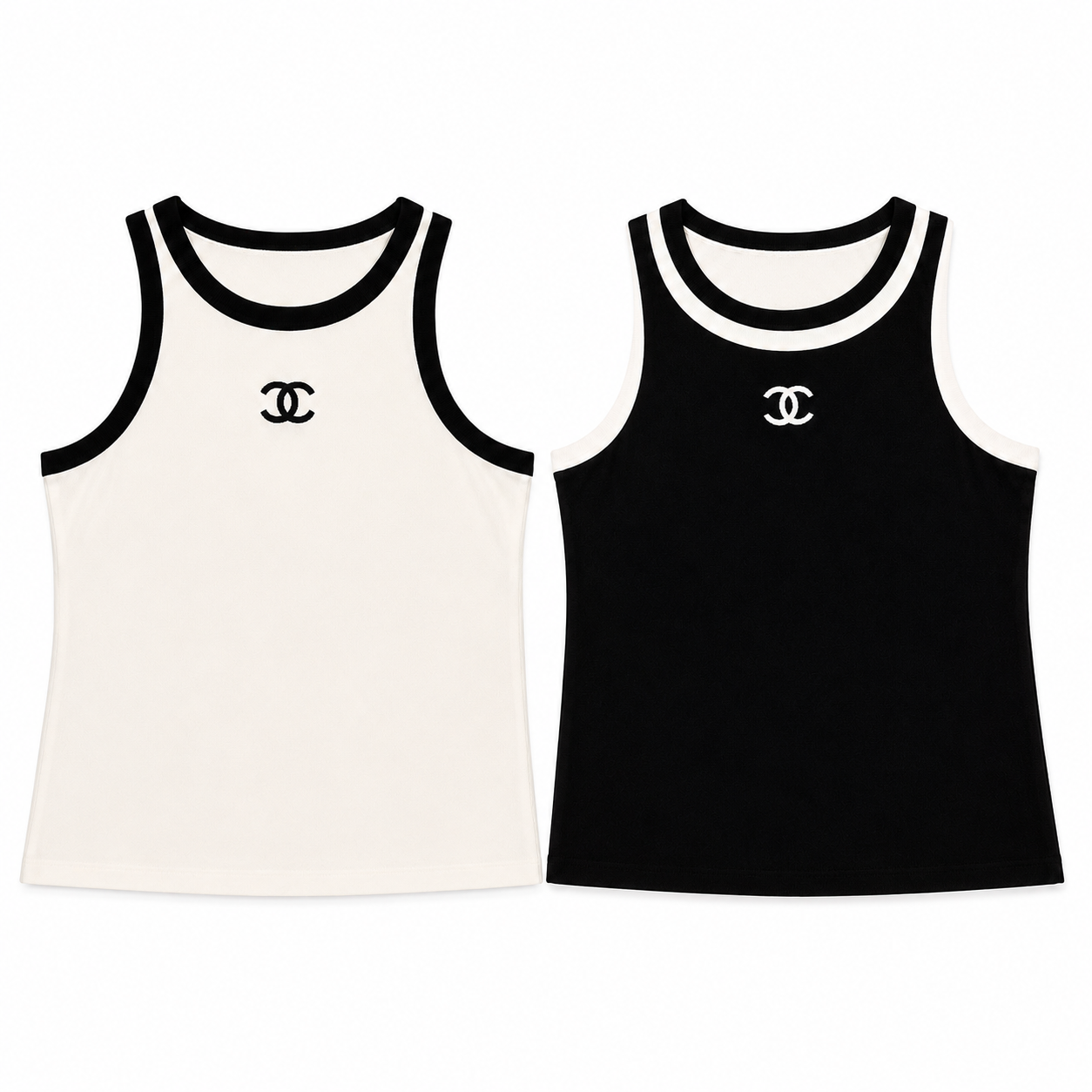 Chanel Contrast Trim Sleeveless Knit Top