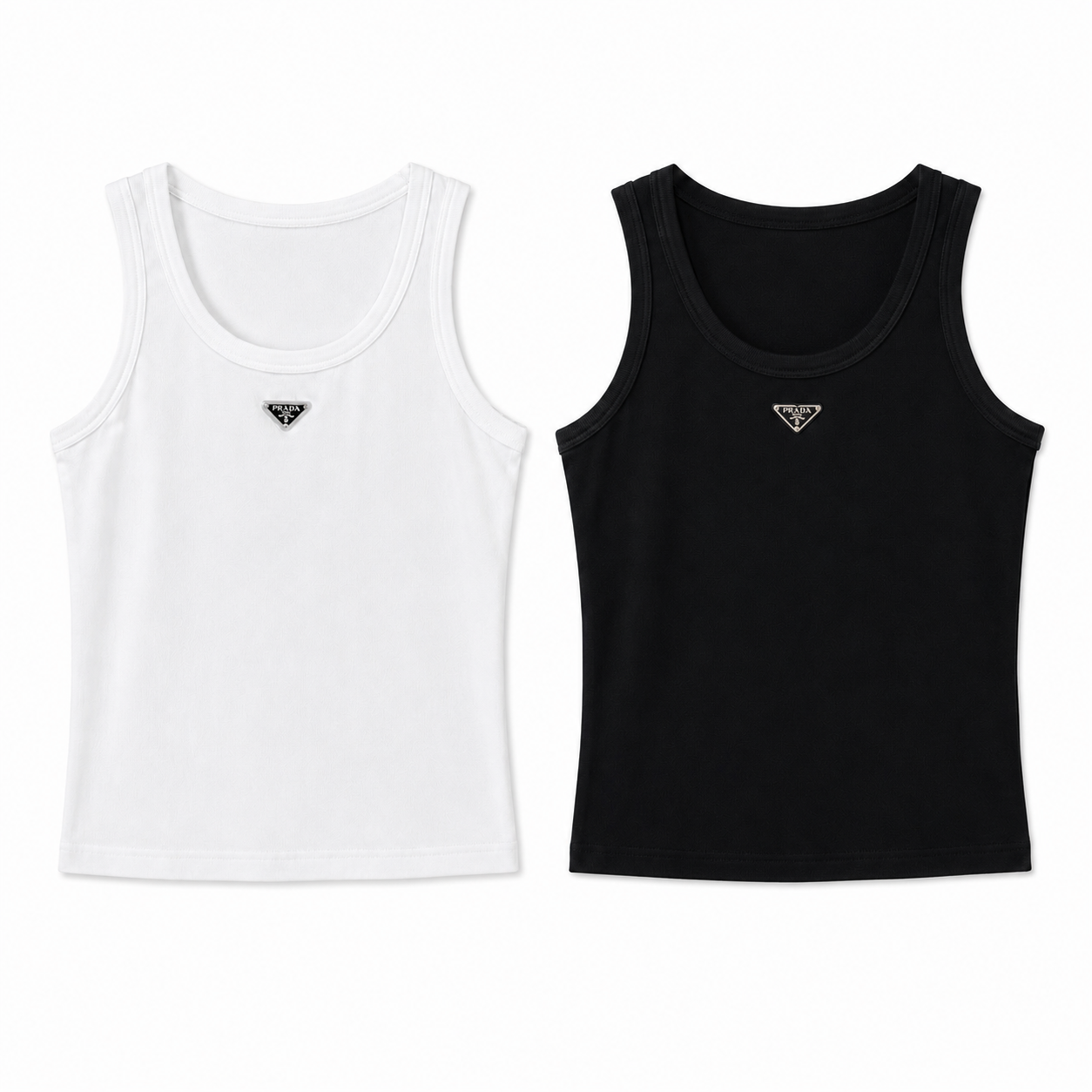 Prada Ribbed Knit Jersey Tank Top