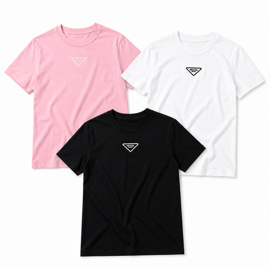 Prada Triangle Logo Cotton T-Shirt